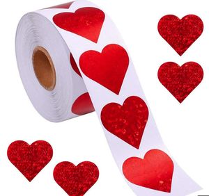 Étiquettes en forme de cœur rouge, autocollant d'emballage en papier pour la saint-valentin, sac de bonbons dragées, boîte-cadeau, sac d'emballage de mariage, GC710, 50 à 500 pièces