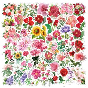 Paquete de 50/55 pegatinas decorativas de hoja de arce rosa y bosque de jardín sin repeticiones, pegatinas coloridas de PVC con grafiti, flores, hojas, botella para bicicleta, pegatina para portátil y portátil