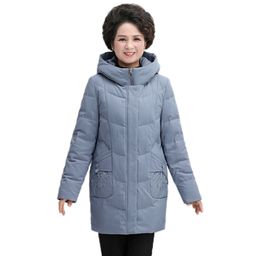 50-60 jaar oude moeders jas, dames plus dikke winterkleding, met 200 pond om slank, een groot down jasje te tonen voor middelbare leeftijd en ouderen