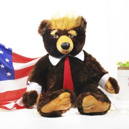 50 60cm Kawaii Donald Trump oso de peluche de juguete Cool US presidente oso con bandera lindo elección Banner oso de peluche muñeco de peluche regalos for320o