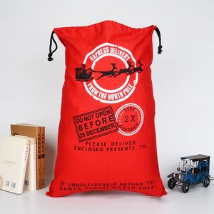 50 * 70 cm kerstcadeau tassen grote biologische zware canvas tas Santa Sack Trektas met rendieren Santa Claus Sack Tassen voor kinderen OOA9673