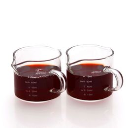 50/75/100 ml houten handgreep glas espresso meetbeker dubbele/enkele mondmelk latte jug koffie benodigdheden keuken mug drinkware