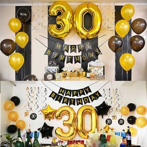 50 décorations de fête d'anniversaire adulte 30 40 50 60 ans décor heureux bannière numéro ballon Globos 50 anniversaire de mariage Y0730