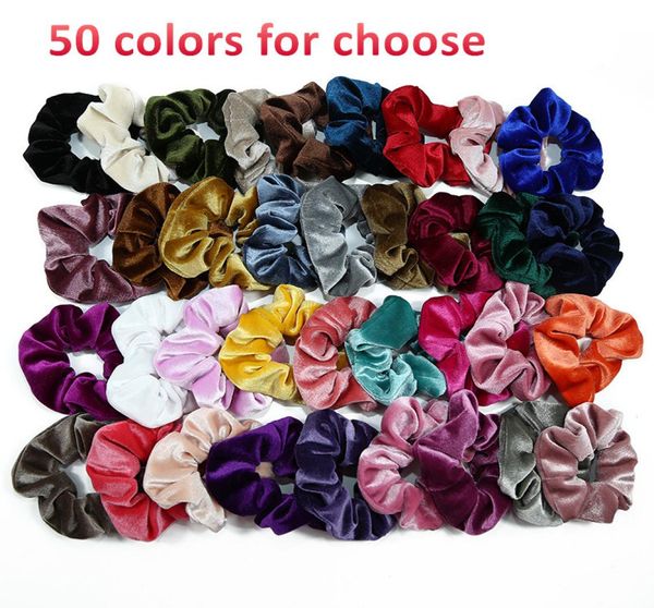 50 colores terciopelo elástico mujeres niñas bandas de goma para el cabello Cola de Caballo Holder7914442