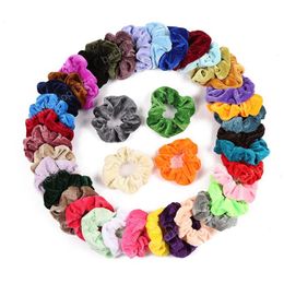 50 colores de terciopelo Scrunchie mujeres niñas bandas de goma elásticas para el cabello accesorios goma de mascar para mujeres atar el cabello anillo cuerda coleta titular