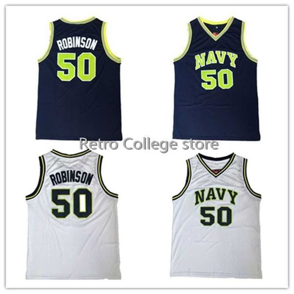 50 David Robinson Navy High School Basketball Jerseys bordado cosido