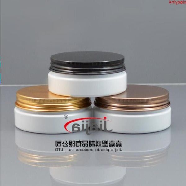 Pot PET blanc de 50 grammes, pot cosmétique pot de 50 g avec couvercle en aluminium or / bronze / noir maquillage emballage équipement de salon de beauté meilleure quantité Apkom