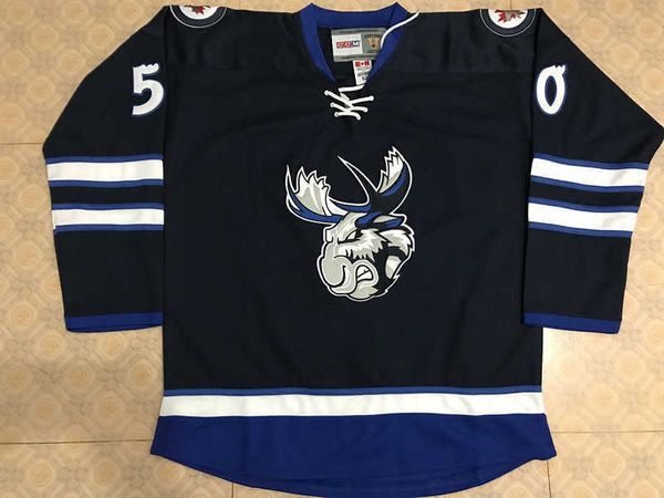 50 Jack Roslovic Manitoba Moose Jets Hockey Jersey cousu personnalisé n'importe quel nom et numéro 21 FRANCIS BEAUVILLIER 42 PETER STOYKEWYCH