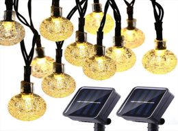 50 LED's 10m kristallen bol zonne-licht buiten IP65 waterdichte string-fee-lampen zonne-tuinslingers kerstversiering8824443