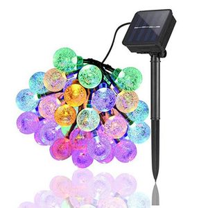 50 LEDs 10m Bola de cristal Luz solar al aire libre IP65 Cadena impermeable Lámparas de hadas Solars Jardín Guirnaldas Decoración de Navidad D3.0