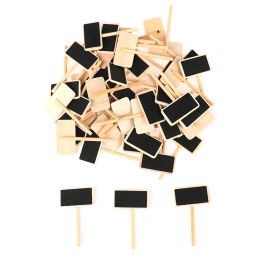 50 MINI BLACKBoard Wood Message Slate Rectangle Clip Clip Clip Panneau Memos Étiquette
