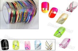 50 mélange couleurs rouleaux ruban de rayures métalliques Ligne Nail Art Decoration Sticker 9199262