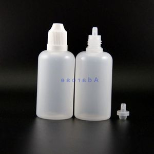 50 ML 100 unids/lote frascos cuentagotas de plástico LDPE de alta calidad con tapas y puntas a prueba de niños botella comprimible de Vapor pezón corto Esrli
