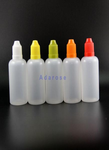 Botellas cuentagotas de plástico LDPE de 50 ML con tapas y puntas seguras a prueba de niños Vapor Vape tetina corta exprimible 100 piezas 4297777