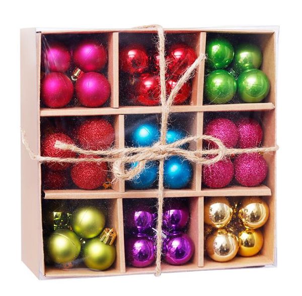 50% de descuento 99 unids/lote bolas de Navidad adornos decoración 3cm árbol de Navidad bola colgante oro rosa champán rojo metálico