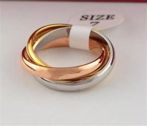 50% de réduction sur la bague classique à trois anneaux pour hommes, femmes, couple, bagues de style simple avec trois couleurs, bagues en or rose