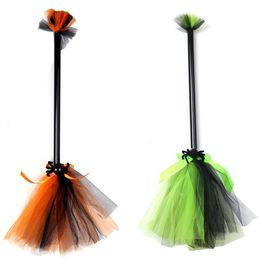 50% Off Halloween Party Decoration 60cm Witch Magic Broom Orange Green Purple 3 Colors C70814C High