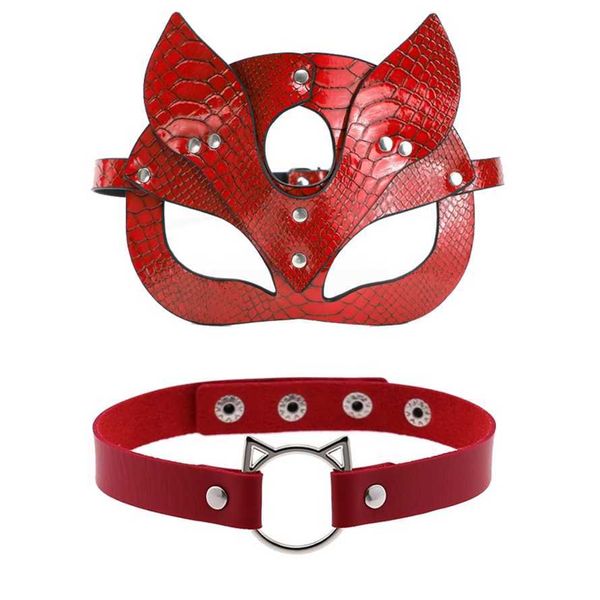 50% OFF Ribbon Factory Store Bague femme rouge en cuir poly sexy et esclave de chat en peau nie le masque de carnaval