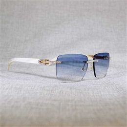 50% de réduction sur les lunettes de soleil 2023 Hingestone vintage noir blanc buffle corne sans montée en bois de bois de métal pour le club d'été Eyewearkajia Nouveau