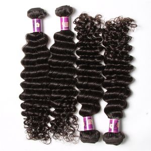 50% de réduction sur les cheveux vierges brésiliens Bundle offres vague profonde tissages humains 4pcs / lot brésilien en gros tissage naturel APN2