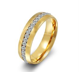 50%OFF! wholesale 18K Gold filled TOP Class Tungsten Rhinestones cz diamond Studded Eternity Wedding band Ring women free shipping retail