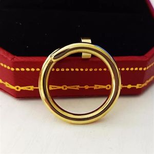 50% korting met doos dames nagelbandringontwerper mannen houden van schroefringen sieraden zilveren goud roestvrij staal paar ringen Jewellry voor 216 ° C