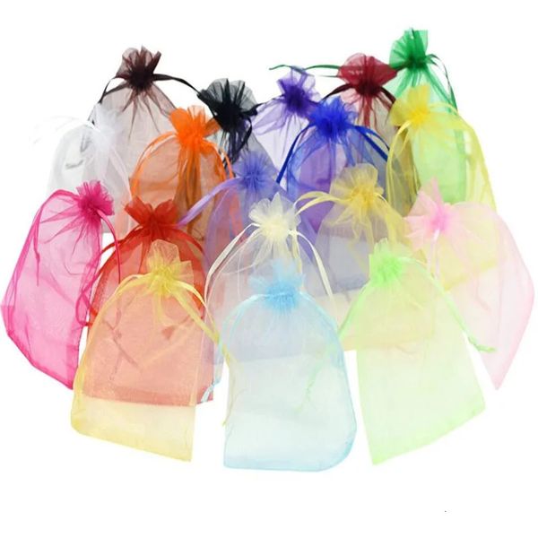 50 sacs en organza dragées sacs décoration de mariage sac cadeau fournitures de mariage sac d'emballage de couleur unie boîte-cadeau 7X9cm 5z 240205