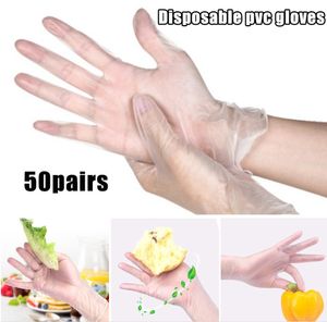 50 paren wegwerphandschoenen PVC waterdichte heldere handschoenen voor huishoudelijke reiniging bakolie-proof transparant