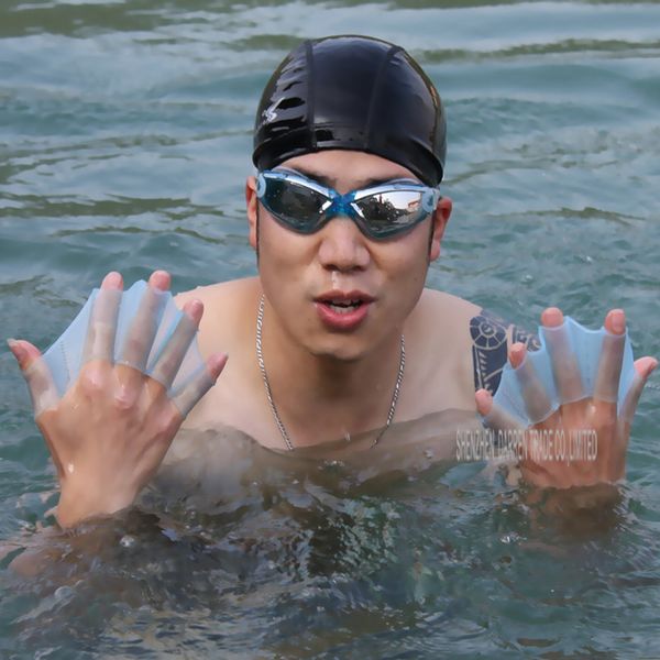 50 paires nageoires de nage en silicone douce nageoires nageuses gant à main gant webbed gant multi-taille d'entraînement paddle plongée utile