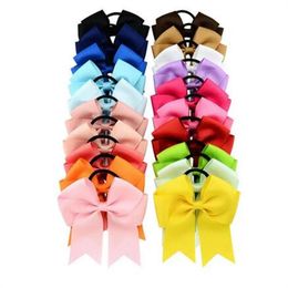 50 pces OEM ODM 4.5 "Hair Bow Solid Girls Cheerleading Bowknot Grosgrain Ribbon Cheer Bow Elastic Band Hair Holder