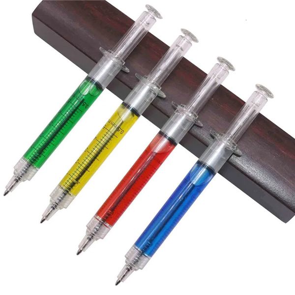 50 pièces 0.7mm stylo en acier seringue stylo à bille stylo gel magique encre bleue étudiant apprentissage papeterie cadeau créatif écriture jouet 240307