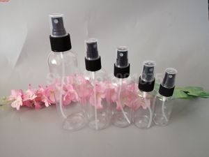 50 pcs 10ml 30 60 80 100 ml 120ml 200 250ml Flacons de pulvérisation transparents transparents Pulvérisateur noir Parfum Parfum Conteneurs cosmétiqueshaute qualité