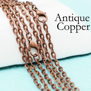 50 piezas-18 24 30 pulgadas collar de cadena de cobre antiguo cadena de Cable de cobre antiguo cadena Rolo Anti collar 299p