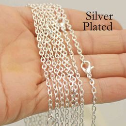 50 stks - 18/24/30 inch verzilverde vrouwen, hele kabel ketting ovale link Rolo kettingen voor sieraden maken