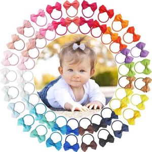 50 Pcs 2 Pouces Minuscules Cheveux Arcs Cravates Élastiques Gros-Grain Ruban Arcs Ponytail Titulaire Cheveux Accessoires pour Nourrissons Tout-petits Enfants En Pa AA220323