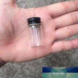 50 pièces 22x40mm petites bouteilles en verre avec bouchon à vis noir bricolage Transparent 7 ml bocaux en verre vides
