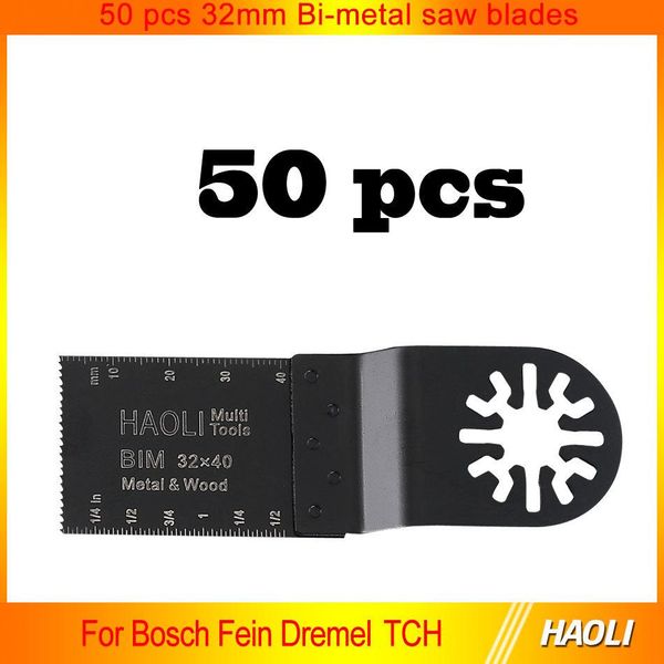 50 Uds. Hojas de sierra oscilantes bimetálicas de 32mm para accesorios de herramientas eléctricas como Fein multimaster,TCH, Dremel, corte de metal blando