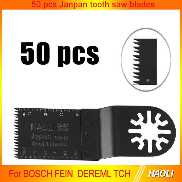 Outil oscillant à dents japonaises de précision, 32mm, 50 pièces, lames de scie, accessoires adaptés aux outils électriques Multimaster comme Fein, Dremel, etc.