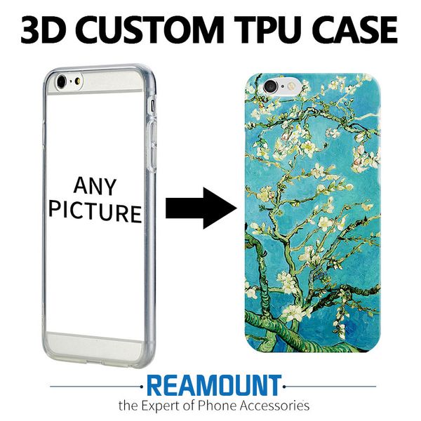 50 pcs 3D Embossed Designer Case Pour iPhone 7 DIY De luxe TPU cas Pour iPhone 5 5s 6 6s 7 7 plus