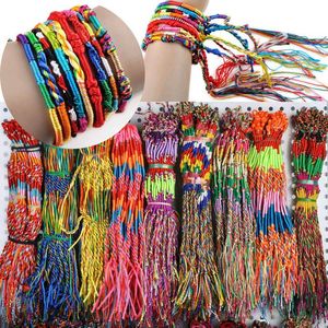 50 PCS armbanden meisjes Bangles sieraden cadeau Diy charm touw armband regenboog veel vrouwen vlecht strengen vriendschap koord handgemaakt h jllwon