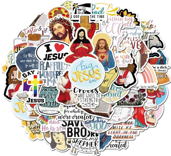 50 PCS Pegatinas de automóvil Me encanta Jesús para la computadora portátil de skate Stidge Helmet Stickers Pap Bicycle Bike Motorcycle PS4 Notebitar guitarra PVC 7893115