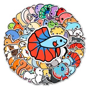 Autocollants d'animaux de dessin animé, 50 pièces, imperméables, décoratifs pour téléphone portable, journal intime, PVC décoratif