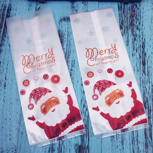 50 PCS Kerst Candy Bag Cartoon Santa Claus Plastic Cute Gift Packaging Bags Cookie Pouch voor restaurant Dessert Shop