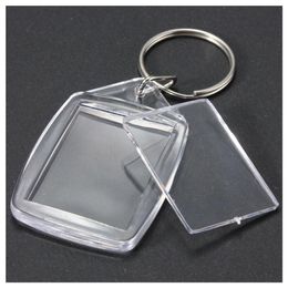 50 pièces clair acrylique plastique blanc porte-clés insérer passeport Po porte-clés porte-clés porte-clés Ring203O