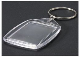 50 PCS Clear en plastique acrylique Course de clés à blanc Insérer Passeport PO Keychain Keyfobs Keychian Key Chain Ring222W6848359