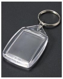 50 PCS Clear en plastique acrylique Course de clés à blanc Insérer Passeport PO Keychain Keyfobs Keychian Key Chain Ring8681141
