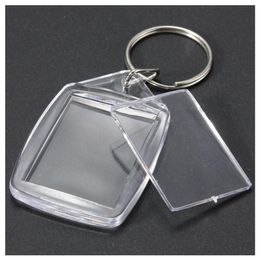 Porte-clés vierge en plastique acrylique transparent, 50 pièces, insertion de passeport Po, porte-clés, porte-clés, Ring3268