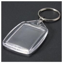 50 pièces clair acrylique plastique blanc porte-clés insérer passeport Po porte-clés porte-clés porte-clés porte-clés Ring241m
