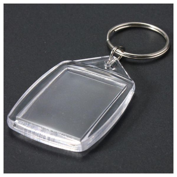 50 pièces porte-clés vierges en plastique acrylique transparent insérer passeport Photo porte-clés porte-clés porte-clés porte-clés anneau