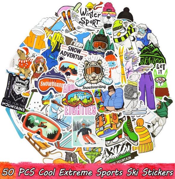 50 pcs Cool Extreme Sports Sticker Ski Autocollants pour les enfants Addols To DIY Bottle Bottle Scooter Luggage Motorcycle Bicycle6417860